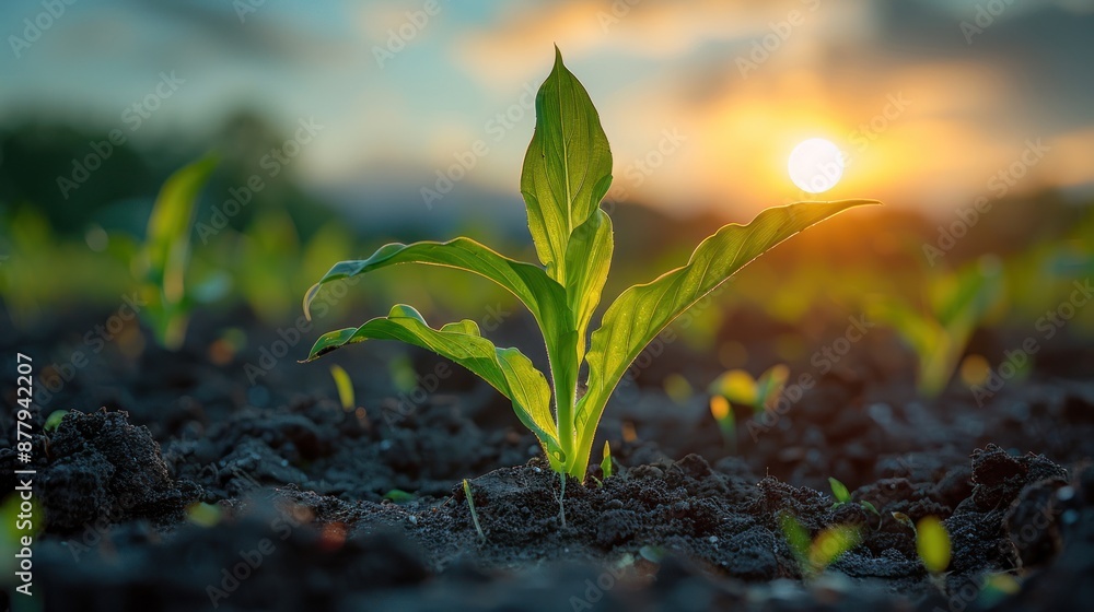 Sunrise over a Field of Green Shoots Sunrise over a Field of Green Shoots