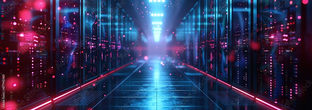 Server Room with Neon Lights Server Room with Neon Lights