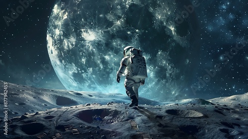 Space Exploration: Astronaut Awakening on Lunar Surface with Robotic Arm