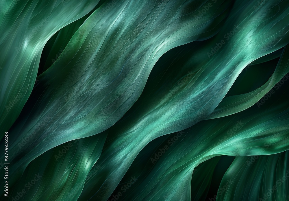 リュウゼツランの葉の質感を思わせる流れるようなラインとカーブのある深緑の背景