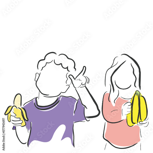 Hand drawn line art vector of kids health ad wellness club concept. Pediatric Dietitian poster art.