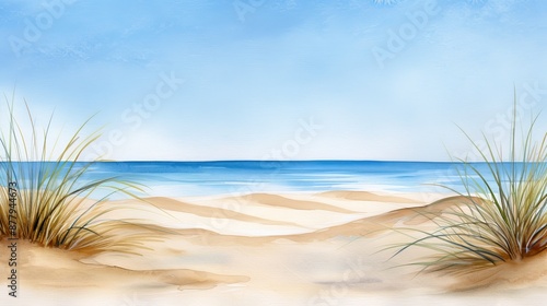 Wallpaper Mural Watercolor painting of a summer vacation horizon, vibrant landscape with a sunny beach view, bright colors capturing the essence of nature Torontodigital.ca