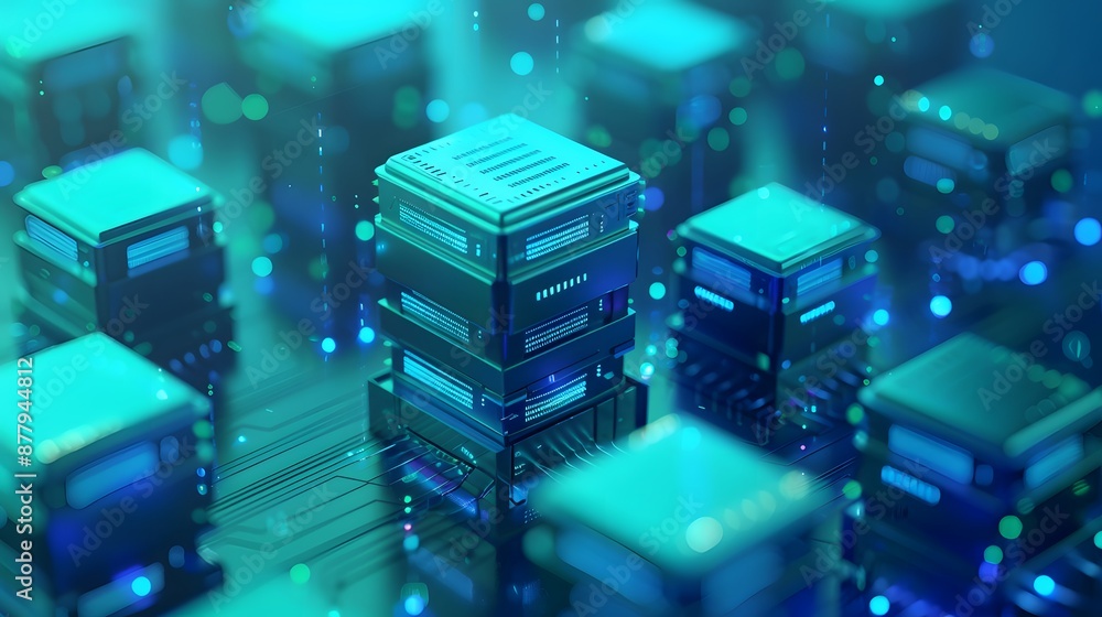 Futuristic data center with glowing servers, representing advanced technology, digital storage, and cloud computing solutions. Futuristic data center with glowing servers, representing advanced technology, digital storage, and cloud computing solutions.