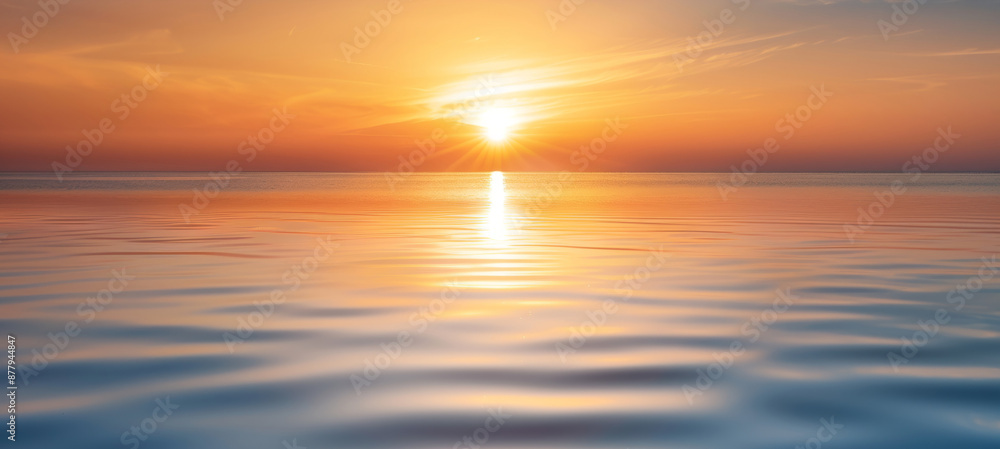 Fototapeta premium Warmth of the setting sun casting a golden glow over the horizon, serene scene with vibrant colors and tranquil atmosphere, perfect end of the day