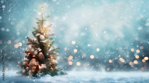 Wallpaper Mural Enchanted Christmas Tree in Snowy Evening Torontodigital.ca