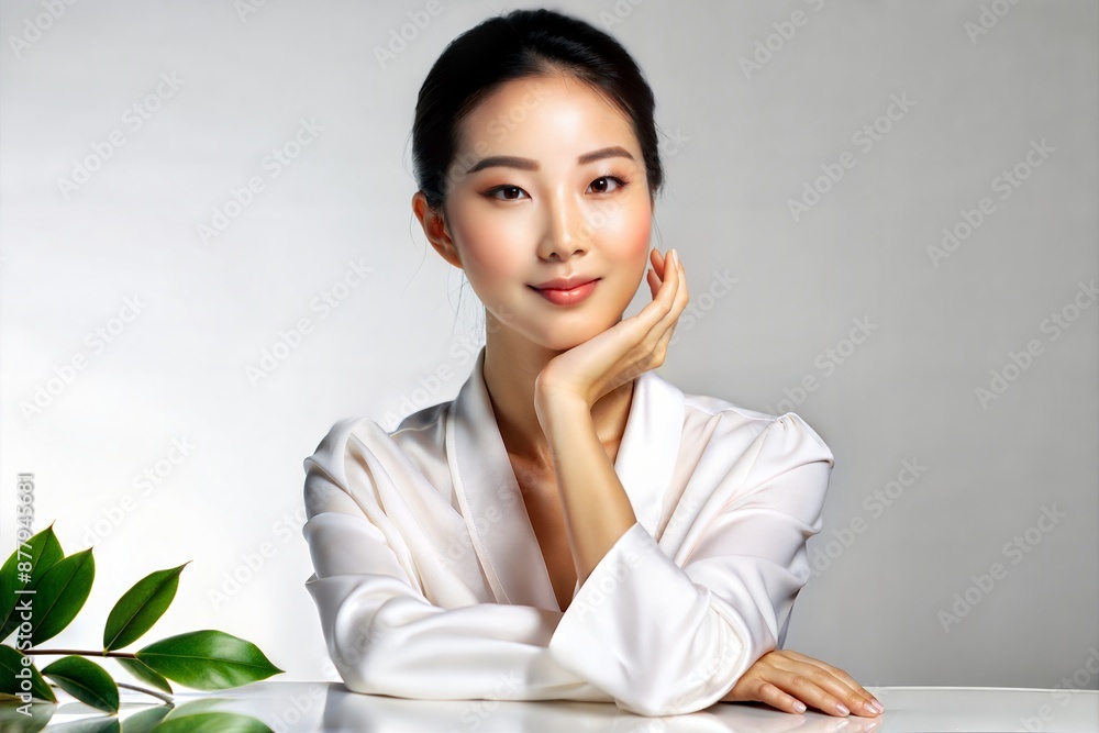 Confident Asian Woman Posing for Skincare Advertisement
Confident Asian Woman Posing for Skincare Advertisement