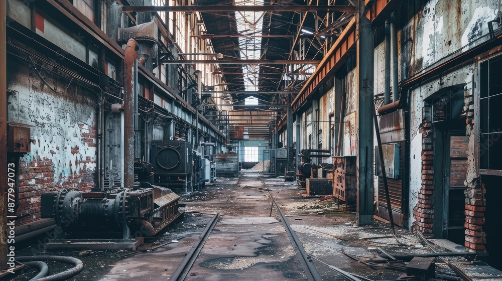 Fototapeta premium Abandoned Industrial Factory Interior