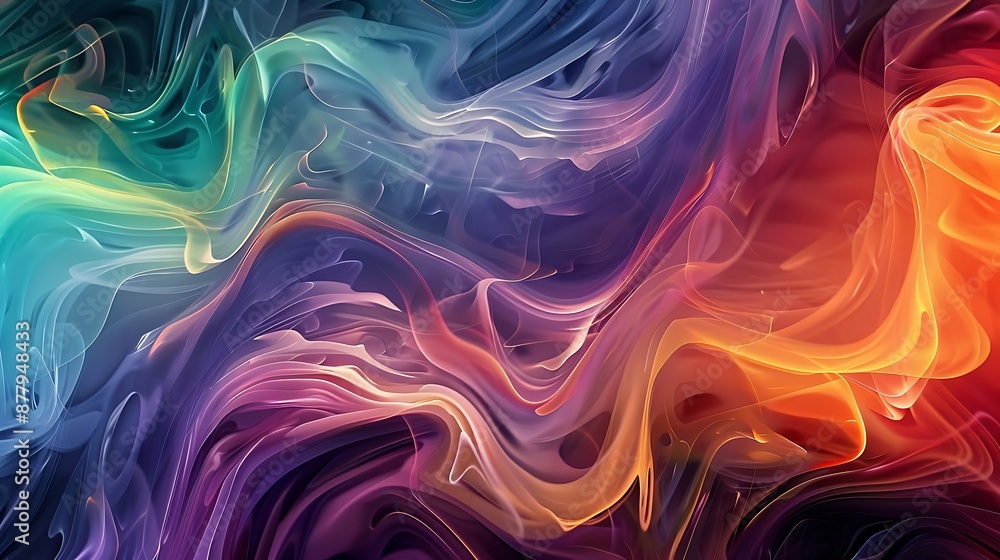Fluid Chromatic Symphony - Abstract waves of liquid forms with dynamic color transitions. Fluid Chromatic Symphony - Abstract waves of liquid forms with dynamic color transitions.