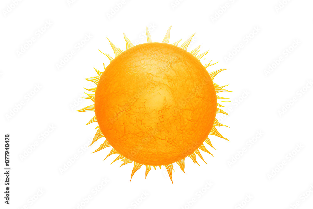 Bright yellow sun icon in PNG style with transparent background for ...