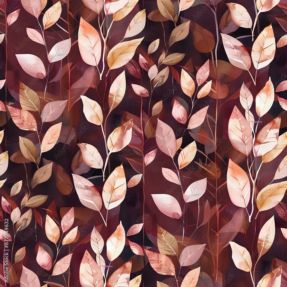 Green Leaves Brown Stem Pattern Green Leaves Brown Stem Pattern