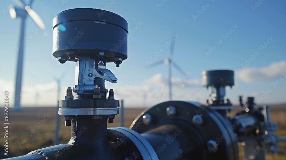 Pipeline Control Device with Wind Turbines and Blue Sky Pipeline Control Device with Wind Turbines and Blue Sky