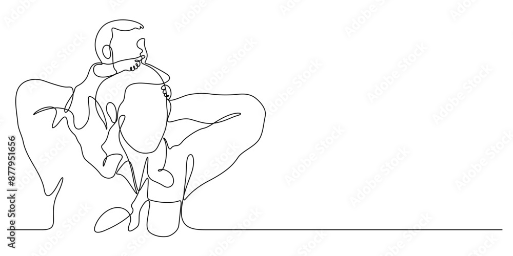 father carrying baby on shoulders one line continuous father carrying baby on shoulders one line continuous