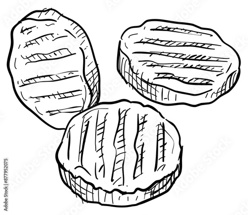 meat patty handdrawn illustration