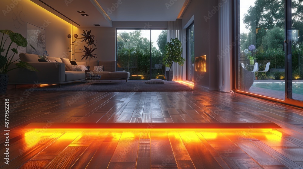 Fototapeta premium Modern Living Room with Warm Lighting