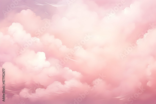 Pink Sky Illustration with White Clouds © Siasart Studio
