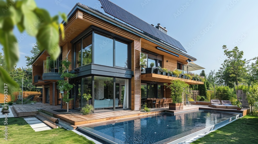 Modern Luxury Home with Pool and Solar Panels Modern Luxury Home with Pool and Solar Panels