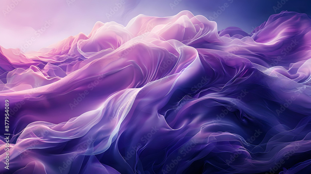 Fototapeta premium Abstract Purple and White Swirling Fabric Illustration