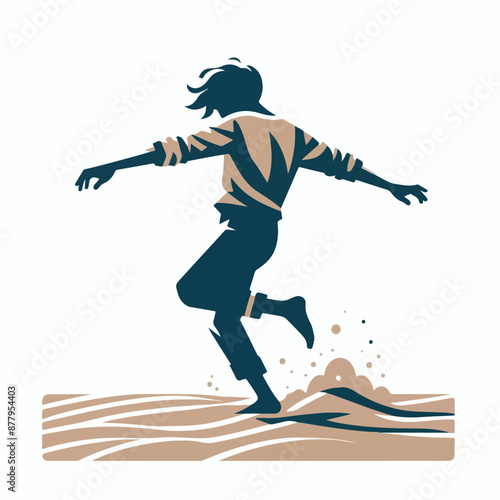 Vector of a teenager dancing seriously