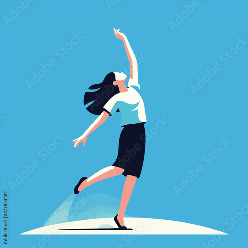 Vector of a teenager dancing seriously