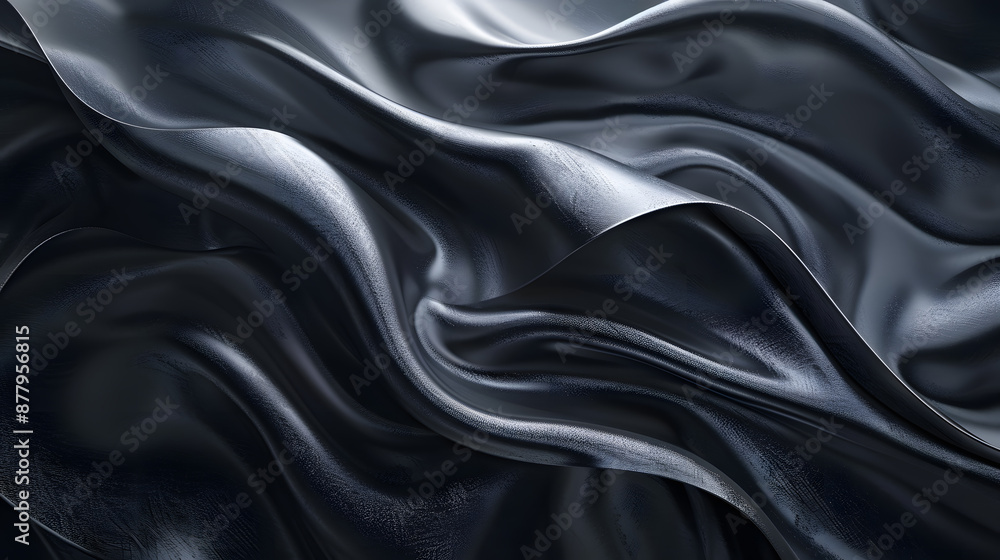Obraz premium Black gray satin dark fabric texture luxurious shiny that is abstract silk cloth background with patterns soft waves blur beautiful.
