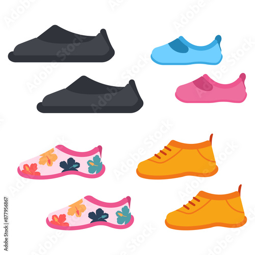 Water shoes vector cartoon set isolated on a white background.