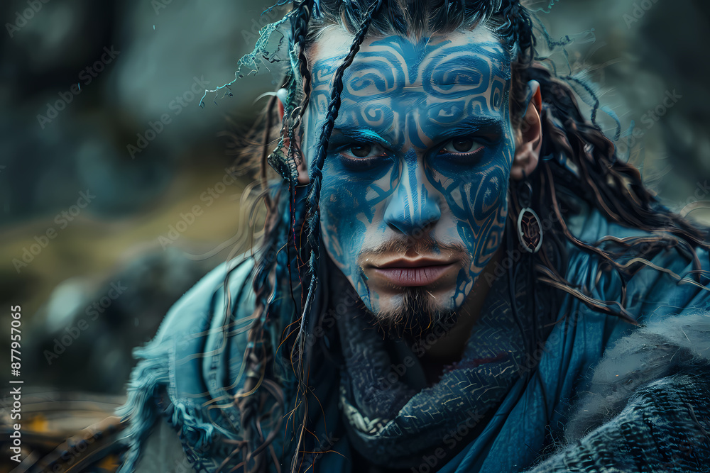 Superbe portrait de viking maquillé Superbe portrait de viking maquillé