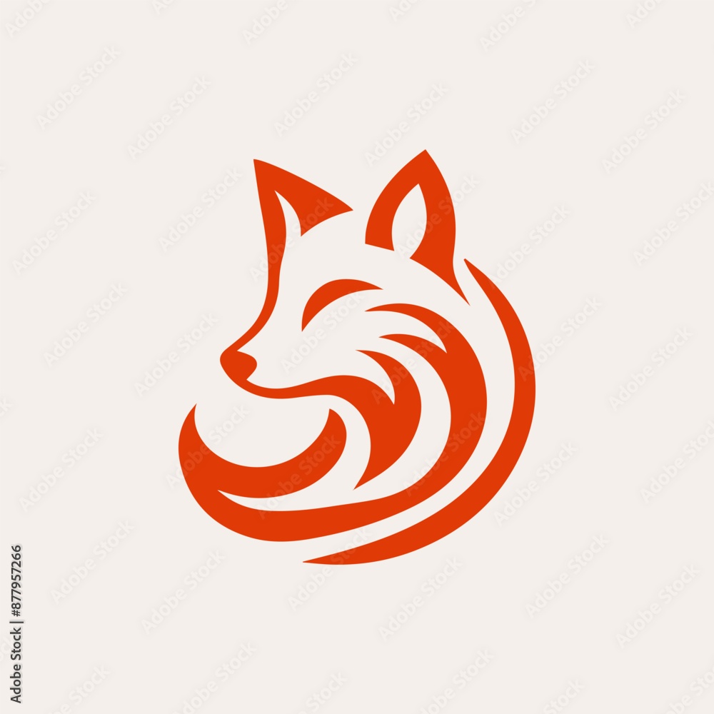 Obraz premium A creative and elegant fox icon in vector illustration, capturing charm and sophistication. Perfect for brands in fashion, tech, or wildlife conservation seeking a distinctive and memorable logo.