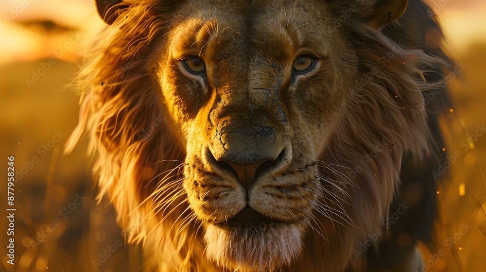 Naklejka premium close up portrait of a lion face background,generative ai