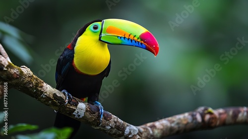 Keel billed toucan ramphastos sulfuratus beautiful multicolored bird