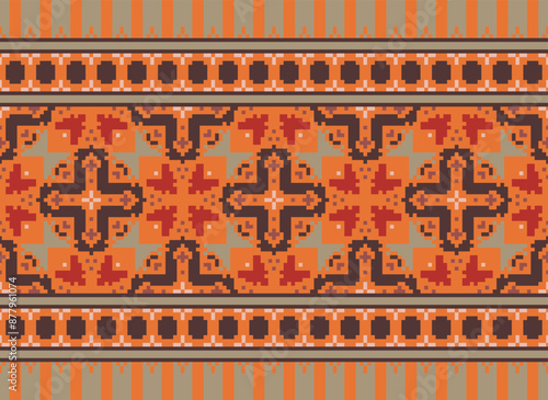 Tribal seamless patterns. Seamless African modern art patterns. Vector Ikat ethnic seamless pattern design. Aztec fabric carpet mandala.