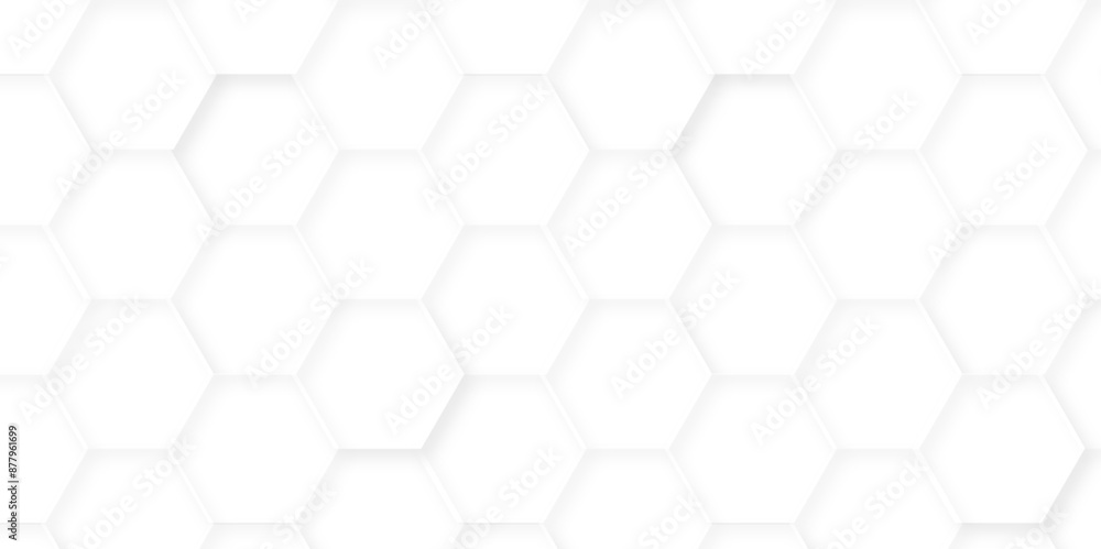 Abstract white 3d hexagon creative grid honeycomb structure mosaic pattern background. luxury minimal technology network abstraction tech digital tile vector wall banner surface polygon background. Abstract white 3d hexagon creative grid honeycomb structure mosaic pattern background. luxury minimal technology network abstraction tech digital tile vector wall banner surface polygon background.