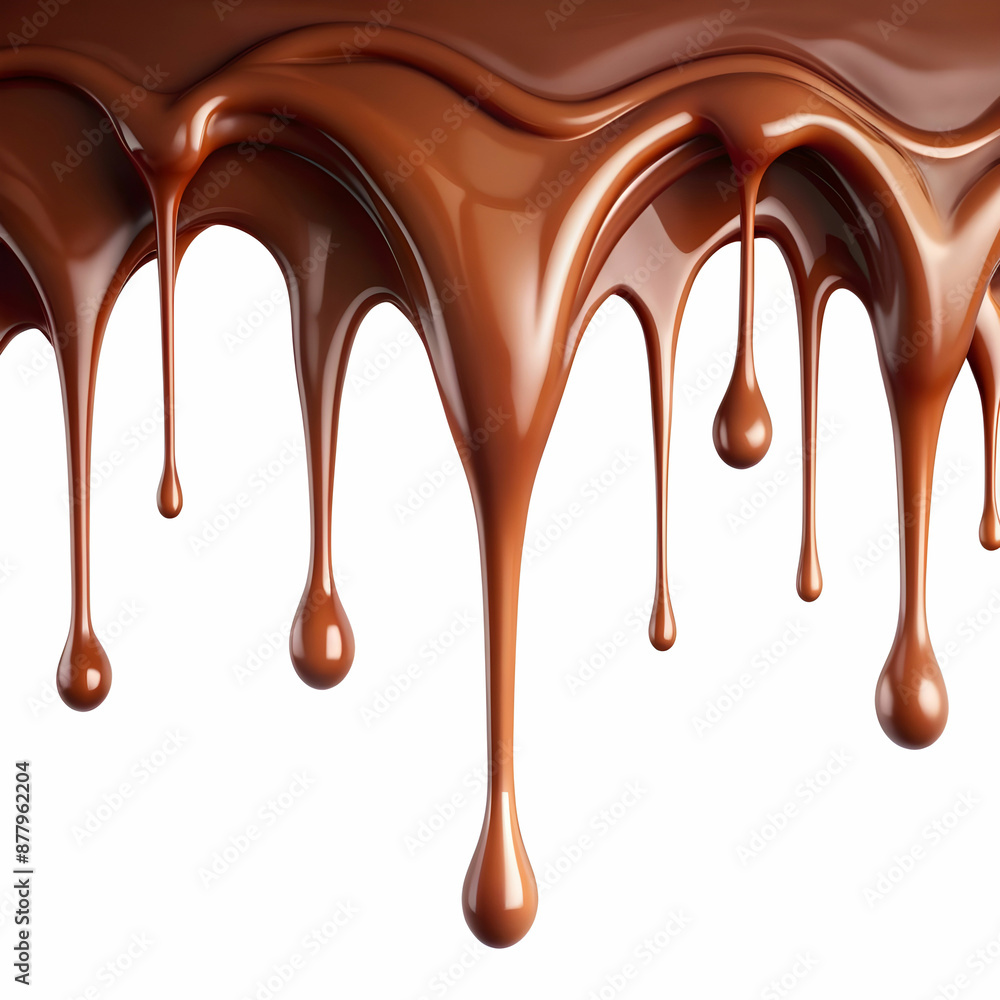 create a high quality melted chocolate drip in white background create a high quality melted chocolate drip in white background