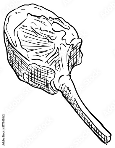 tomahawk meat handdrawn illustration