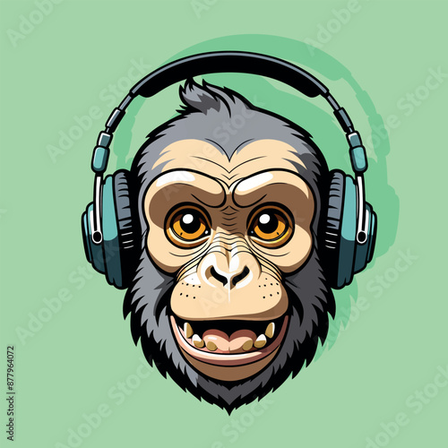scimpanzè con le cuffie da Dj 02