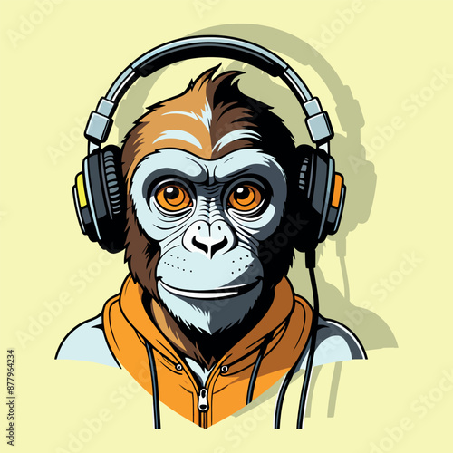 scimpanzè con le cuffie da Dj 01