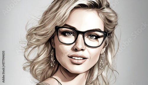 Wallpaper Mural Weibliche Schönheit in Perfektion. Modische Brille mit Stil und Glamourfaktor. Torontodigital.ca