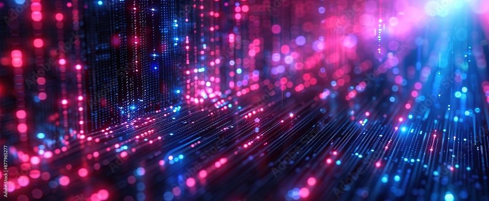 Naklejka premium Digital Data Flow with Pink and Blue Lights