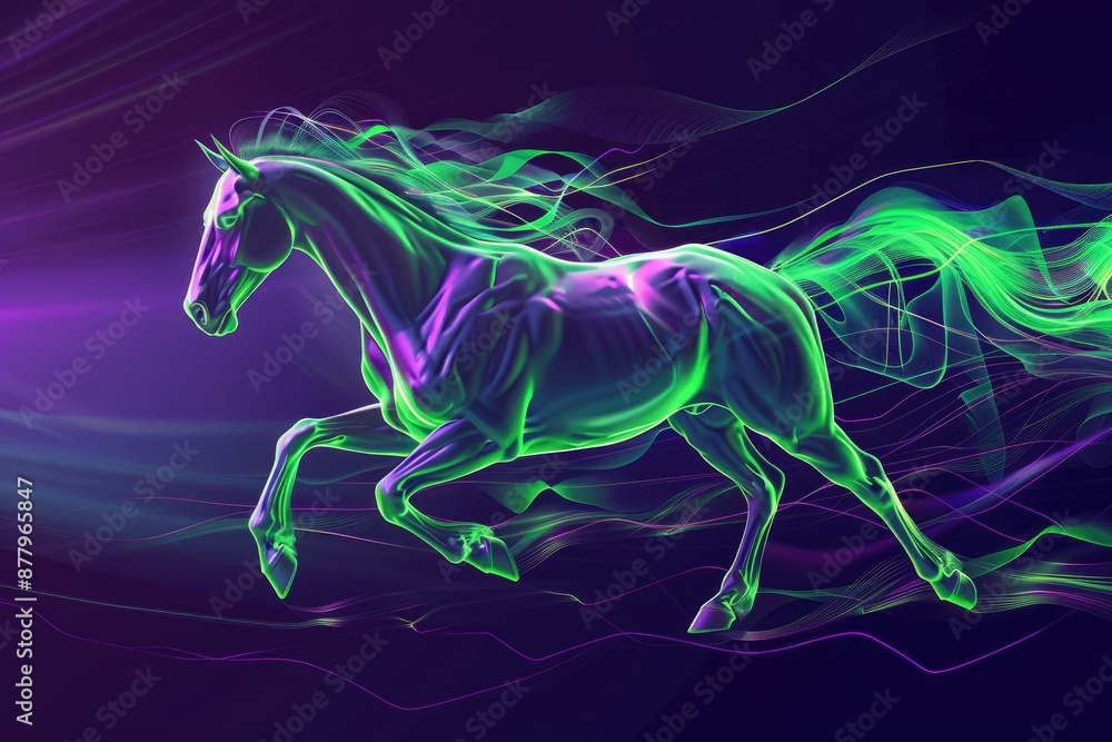 Glowing Horse of Light and Energy in Motion Glowing Horse of Light and Energy in Motion