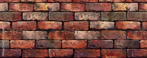 Red Brick Wall Illustration with Texture and Detail