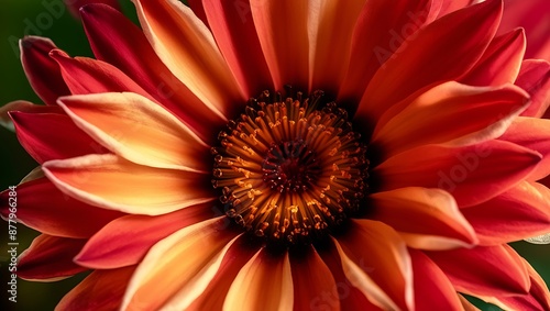Close-up of a red and yellow dahlia flower.