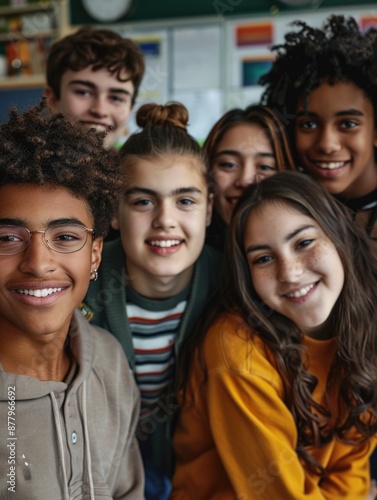 A group of young people smiling and having fun as they pose for a picture