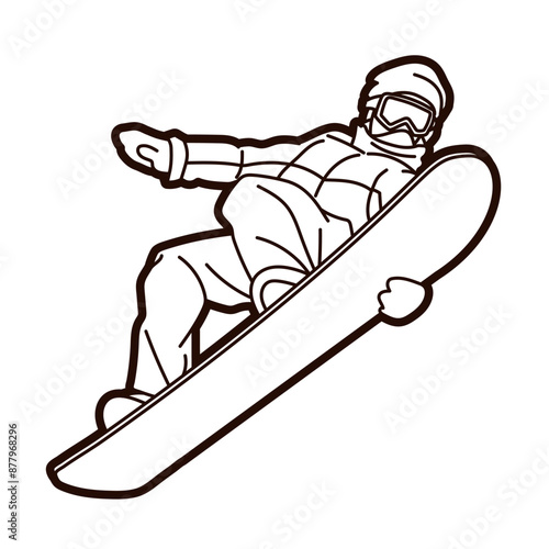 Snowboard Sport Snowboarder Action Cartoon Graphic Vector