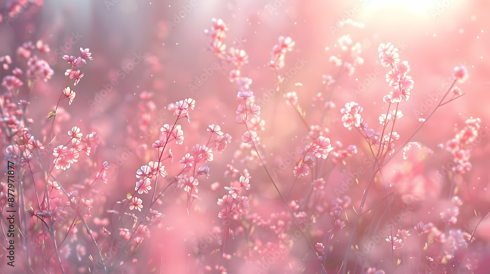 Pink Flower Field Illustration Pink Flower Field Illustration