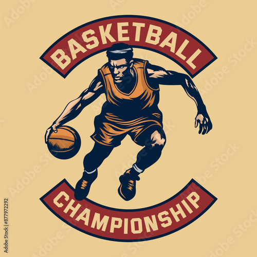 Basketball player tournament vintage retro sports badge logo photo