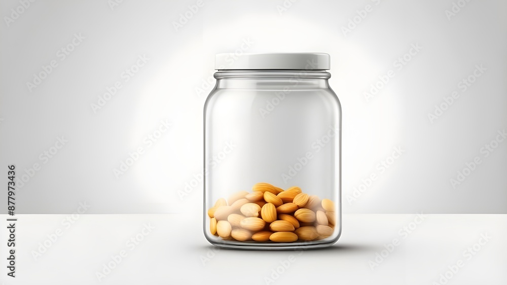 Clear wide-mouth glass jar mockup for food. Highly realistic. Vector image isolated against a white backdrop. Ready for use in presentations, promotions, and advertising. EPS10 Clear wide-mouth glass jar mockup for food. Highly realistic. Vector image isolated against a white backdrop. Ready for use in presentations, promotions, and advertising. EPS10