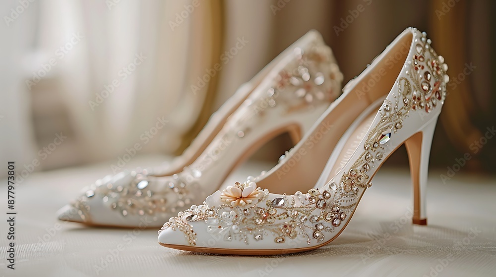 Obraz premium wedding shoes of the bride beautiful fashion
