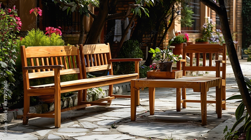 Obraz premium Wooden garden furniture