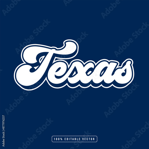 Texas text effect vector. Editable college t-shirt design printable text effect vector. 3d text effect vector.	