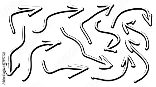 set of doodle arrows vector silhouettes