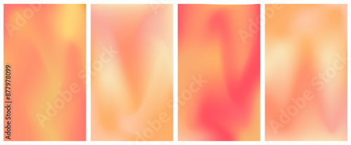 Orange gradation abstract wave blur. Warm gradient with orange, yellow and pink color. Mesh gradient light design. Vector illustration